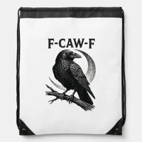 Funny F-Caw-F Crow Retro Graphic Drawstring Bag