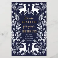 Budget Blue Nordic Reindeer Business Holiday Card