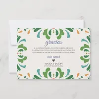 Folk Art Colorful Floral Fiesta Spanish Wedding Thank You Card