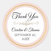 Elegant Pearl Gold Script Wedding Romantic Pearls Classic Round Sticker