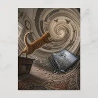 Surreal Cat Breaks the Television Postcard