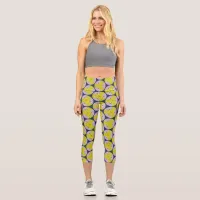 Modern Retro pattern, circles pattern Capri Leggings