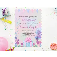 Girls 1st Birthday  Invitation