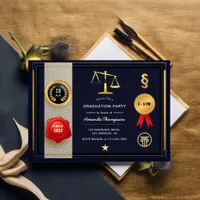 Navy and Gold Law Graduation Party Invitation