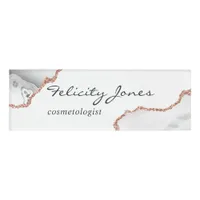 White and Rose Gold Agate Name Tag