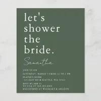 Budget Green Modern Bridal Shower Invitation