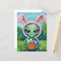 Alien Easter Bunny Postcard