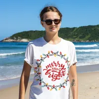 Merry and Bright Modern Red Women's Christmas T-Shirt
