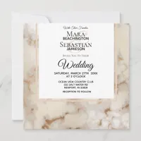 *~* Elegant Gold Marble Veins AR2 Wedding Invitation