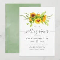 Watercolor Bohemian Sunflowers Wedding Shower Invitation