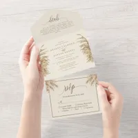Earthy Pampas Grass Bohemian Wedding  All In One Invitation
