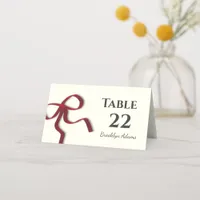 Elegant Minimalist Simple Red Bow Place Card