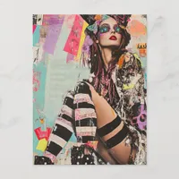 A Colorful Fashion lady Collage Postcard