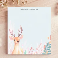 Cute Deer Fawn with Antlers Personalized Name Notepad