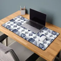 Bold Caribbean Tribal Mudcloth: White, Navy Blue Desk Mat