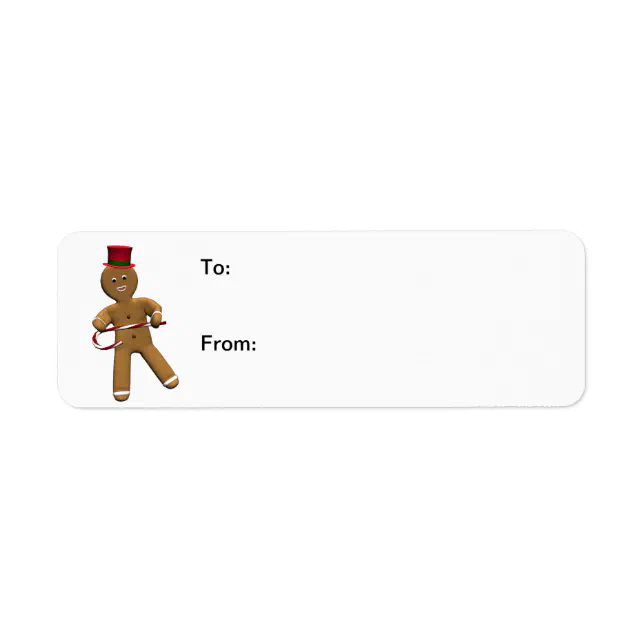 Dancing Cartoon Gingerbread Man Gift Labels