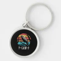 F-Caw-F Crow Retro Sunset Pun Funny Bird Cawing Gr Keychain