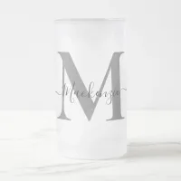 Personalize Monogram Initial Name Tall Frosted Glass Beer Mug