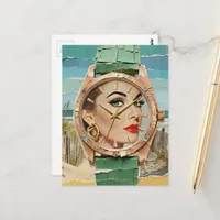 Time for Fashion Surreal Lady Collage  Postcard
