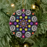 Personalized Psychedelic Dot Mandala Christmas    Ceramic Ornament