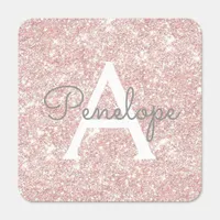 Girly Rose Gold Glam Glitter Monogram Hand Sanitizer Packet