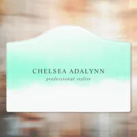 Ombre Mint Watercolor Minimalist Business Door Sign