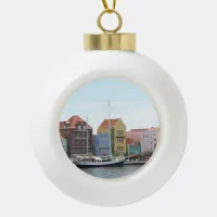 Sailing Boat in Willemstad Ceramic Ball Christmas Ornament