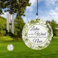 Green Hydrangea Watercolor Memorial Keepsake Wind Chime