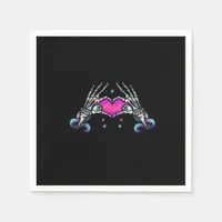 In Death Skeleton Heart Hands Classic Style Napkins