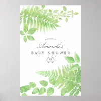 Watercolor Greenery Baby Shower Welcome Poster