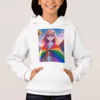 Anime Girl with LGBTQIA+ Cape   Hoodie