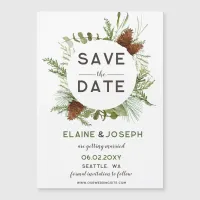 Rustic Conifer Pine cone wedding Save the Date