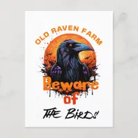 Old Raven Farm Beware of the Birds Spooky Postcard