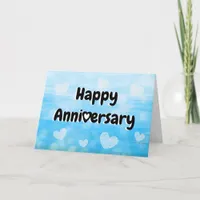 Happy Anniversary Blue and Black Hearts Card