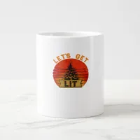 Let's Get Lit Funny Christmas Humor Quote Vintage  Giant Coffee Mug