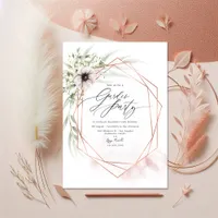 Blush Pink and Rose Gold Geometric Garden Party Invitation