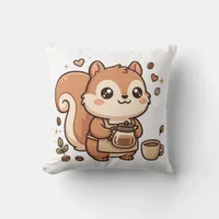 Squirrel Barista Apron Throw Pillow
