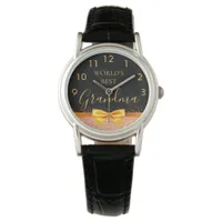 Grandmother black gold bow watch