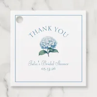 Custom Bridal Shower Blue Hydrangea Thank You Favor Tags