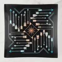 Boho Arrows and Sun V1 ID748 Trinket Tray
