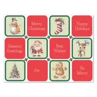 Cute Christmas and Holiday Wishes in Squares  Tissue Paper