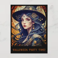 Halloween Theme Tattooed Witch Party Invitation Postcard