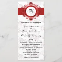 red monogram Wedding program