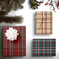 Modern Flannel Plaid Winter Holiday Christmas Gift Wrapping Paper Sheets