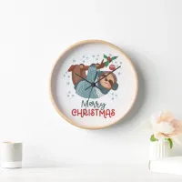 Lazy Sloth Christmas  Clock