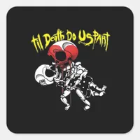 Till Death Do Us Part – Skeleton Couple Forever Square Sticker