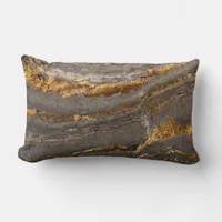 Abstract Gold Marble Lumbar Pillow