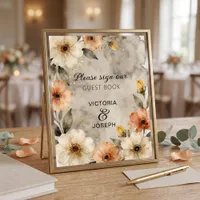 Moody Terracotta Floral Wedding Guest Book Sign
