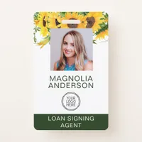 Sunflower Employee Photo Logo Barcode Name Badge