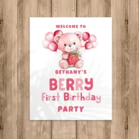 Berry First Birthday Strawberry Welcome to party Poster